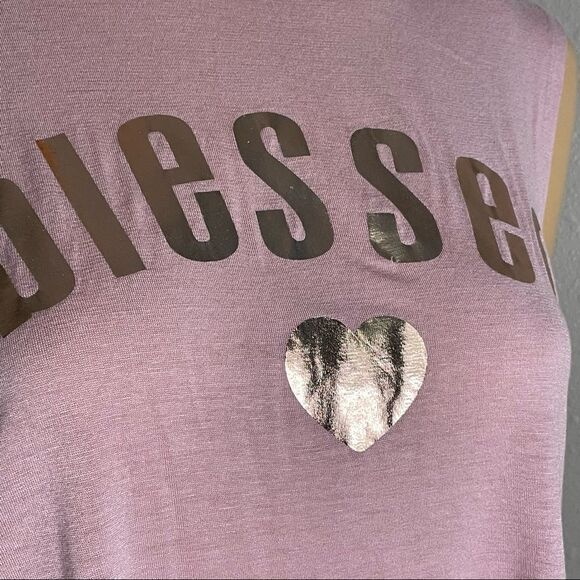 Hippie Chic Pink Sleeveless Croptop Says Blessed In Rose Gold Size Medium - Picture 4 of 12